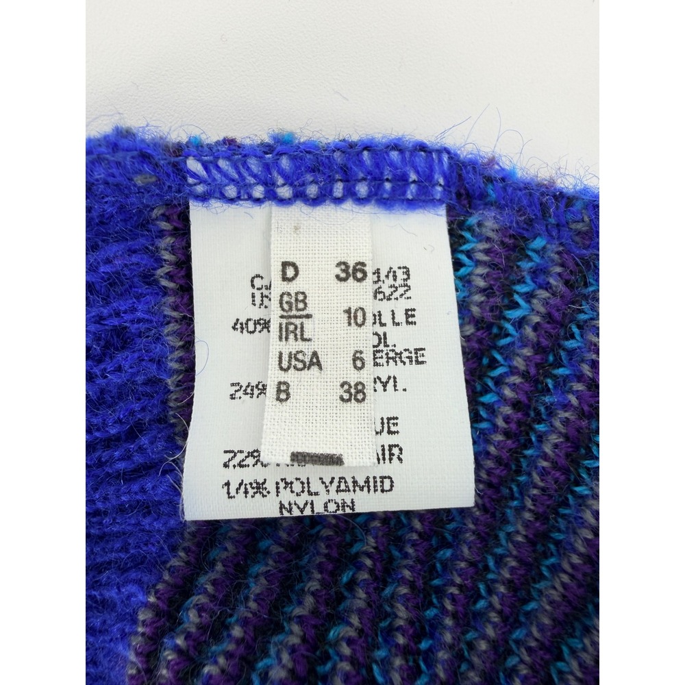 Vintage Marz Munchen West Germany Blue Kid Mohair Wool Abstract Sweater Womens 6 - Picture 4 of 4